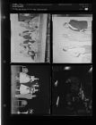 People signing forms; Men standing ; Man and women talking; Children's ceremony (4 Negatives), December 1955 - February 1956, undated [Sleeve 57, Folder c, Box 9]